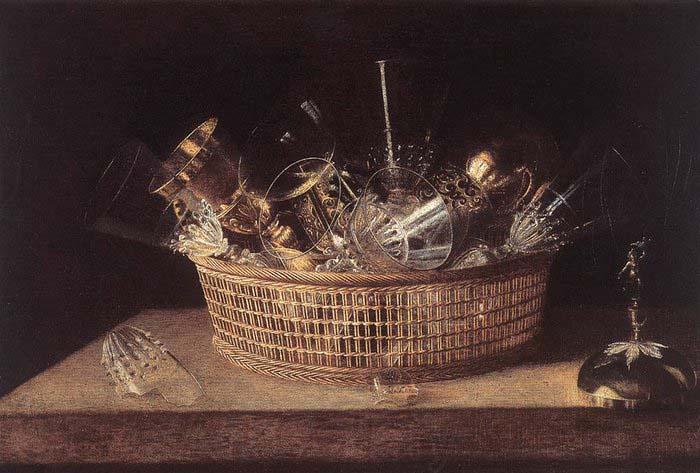 Sebastian Stoskopff Still-Life of Glasses in a Basket Germany oil painting art